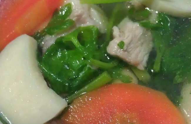 红薯叶肉片汤
