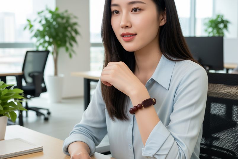 花蕊夫人圆珠衬经文香牌手链