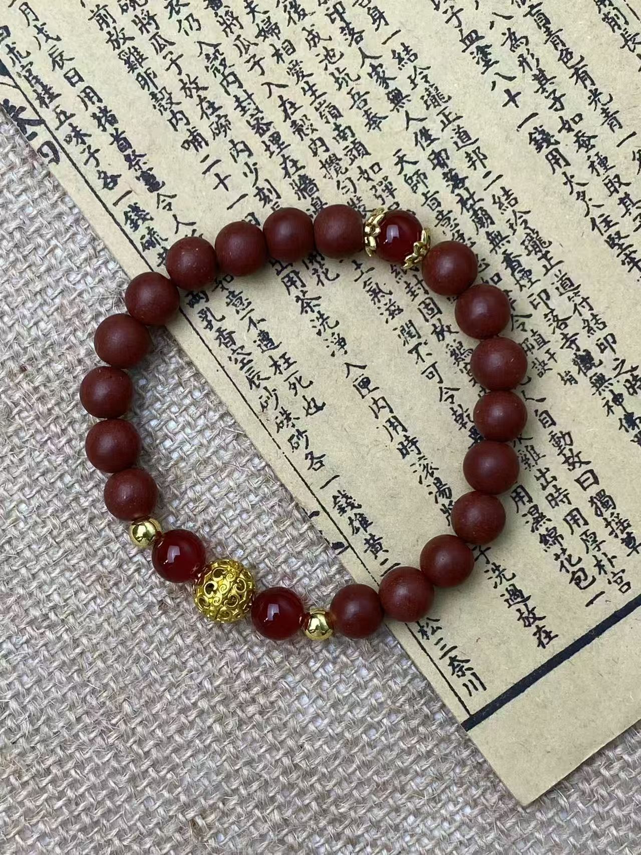 花蕊夫人圆珠间尼泊尔金珠手链