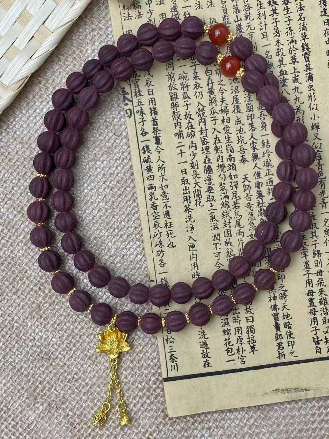 玫瑰舒颜九解68颗瓜珠项链