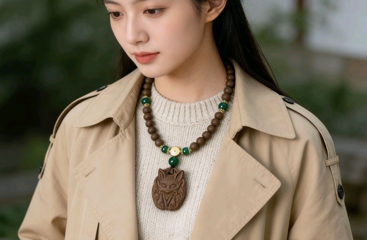 息肌丸圆珠与狐狸香牌双制项链